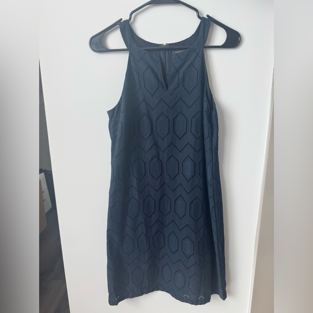 Banana Republic Navy Eyelet Shift Dress